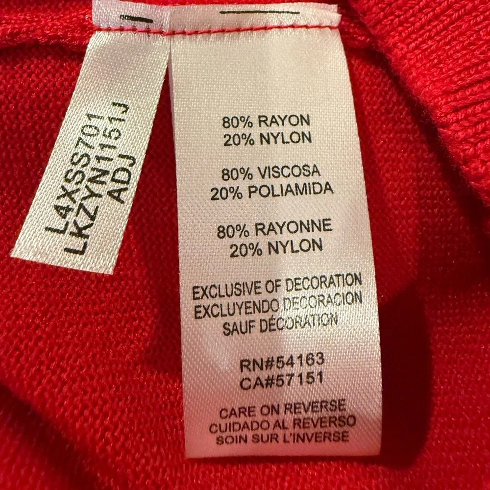 Karl Lagerfeld NWT Sz L Signature Karl Red White Embroidered Knit Sweater (0549) - Picture 7 of 11